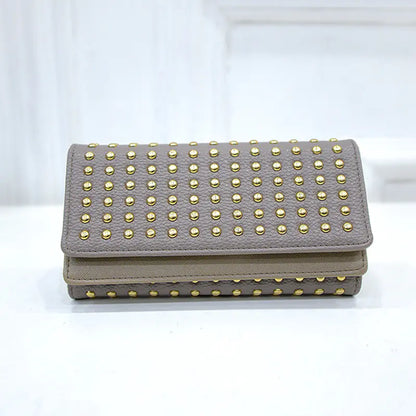 Women's Three-fold Wallet with Rivet Design