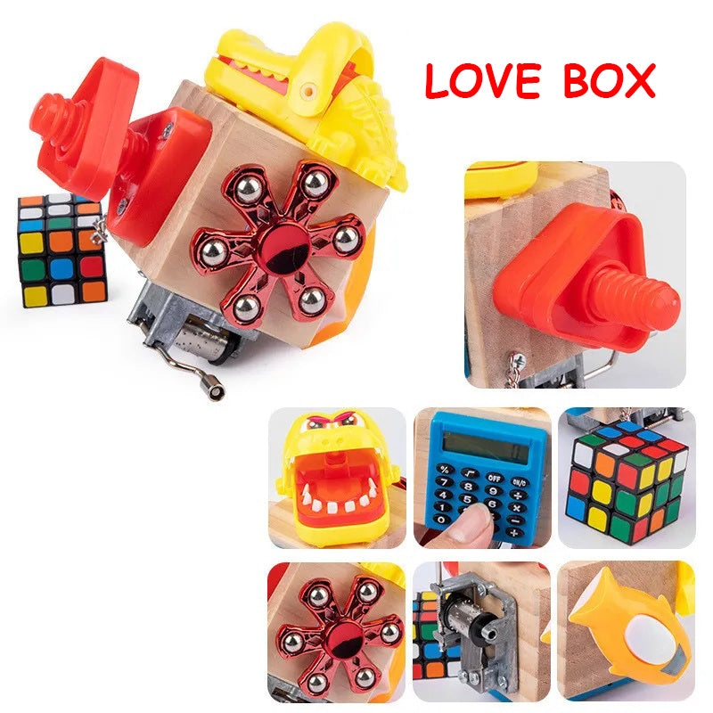 Baby Busy Board Children's Educational Early Education Box Montessori Teaching Aids Block Unlocking Toys Love
