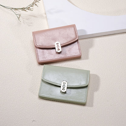 Women's Leather Short Tri-fold Wallet