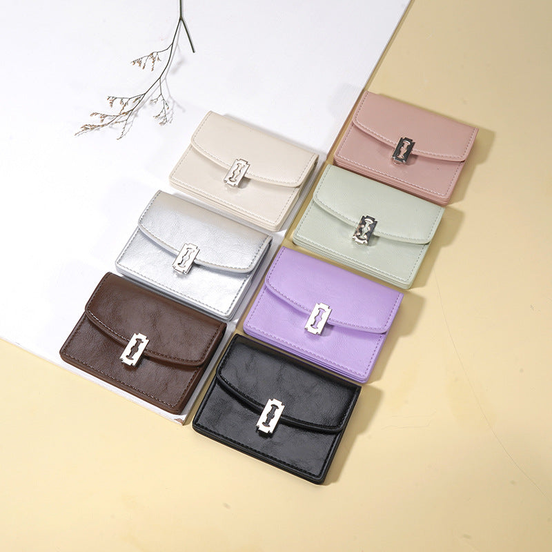 Women's Leather Short Tri-fold Wallet
