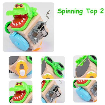Baby Busy Board Children's Educational Early Education Box Montessori Teaching Aids Block Unlocking Toys Spinning Top 2