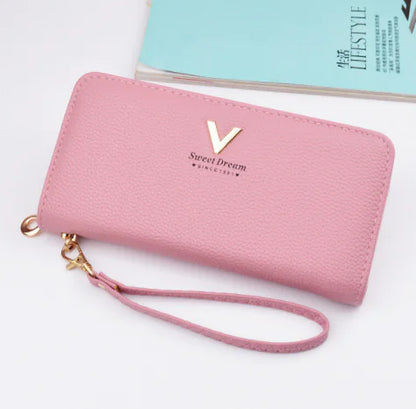 Long Zipper Leather Wallets for Women
