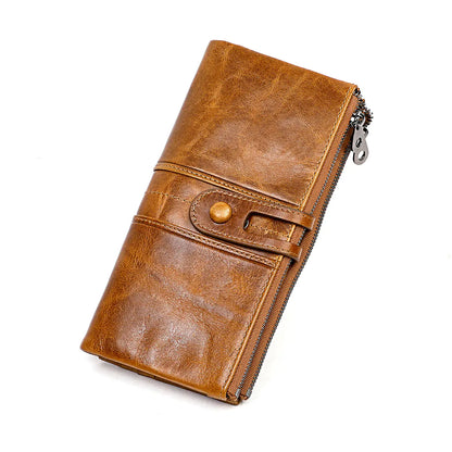Top Layer Leather Tri-Fold Wallet