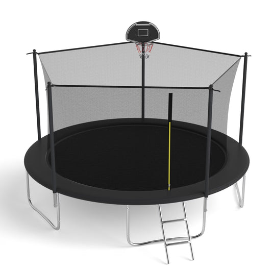 14 FT TRAMPOLINE PUMPKING STYLE WITH BASKETBALL HOOP