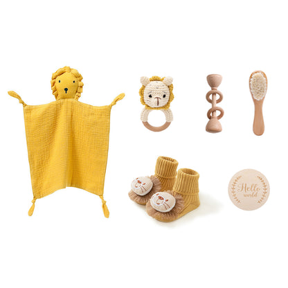 Infant Comfort Rattle Rabbit Bath Towel Gift Set Lion