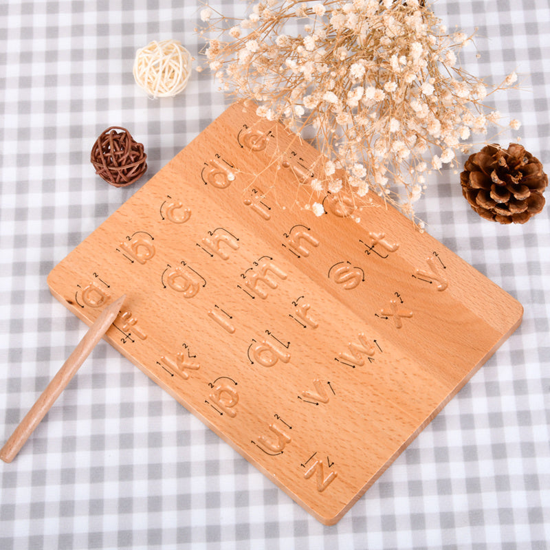 Montessori English Alphabet Board Number Solid Wood Groove