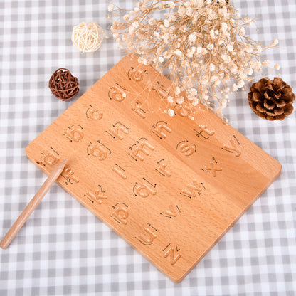 Montessori English Alphabet Board Number Solid Wood Groove