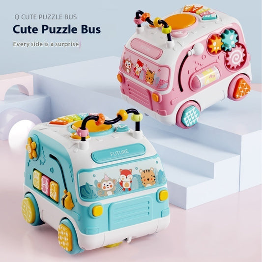 Fun Puzzle Bus Early Education Children Enlightenment Electric Sound And Light Universal Toy Car