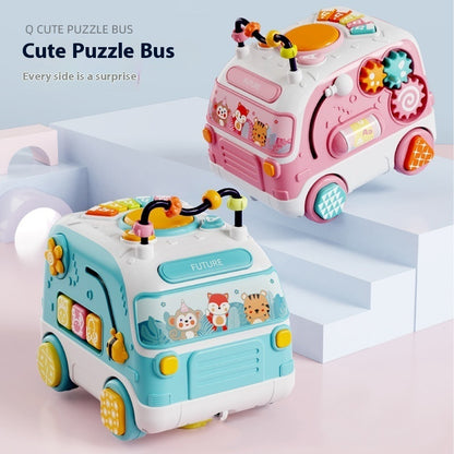 Fun Puzzle Bus Early Education Children Enlightenment Electric Sound And Light Universal Toy Car