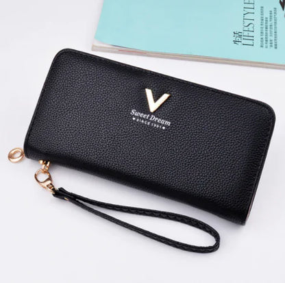 Long Zipper Leather Wallets for Women