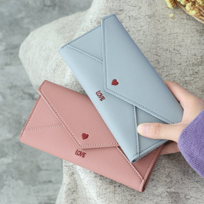 Women's Heart-Shaped Embroidery 2-Fold Wallet
