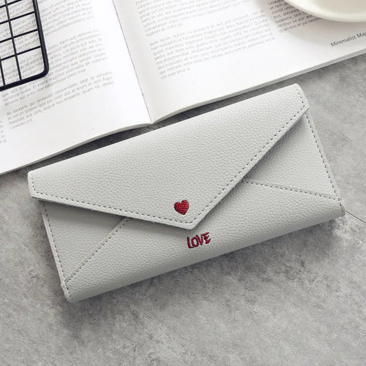 Women's Heart-Shaped Embroidery 2-Fold Wallet