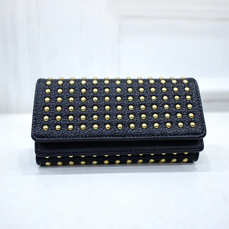 Women's Three-fold Wallet with Rivet Design