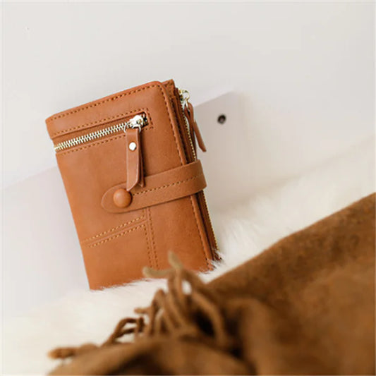 Zipper Buckle Double Fold Clutch Bag